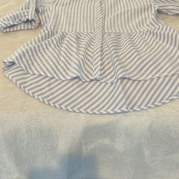 Blue and white peplum button up - Picture 5 of 5